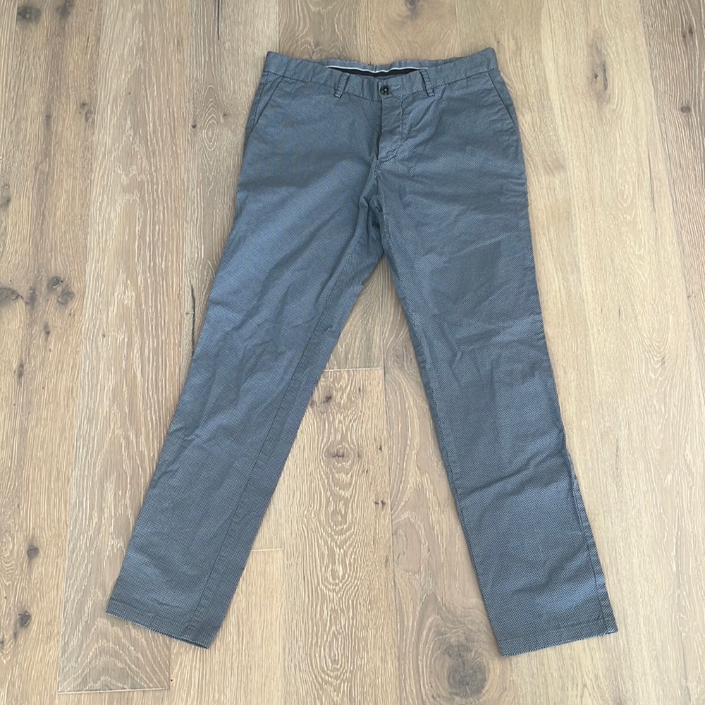 Blue Printed Chino Pants